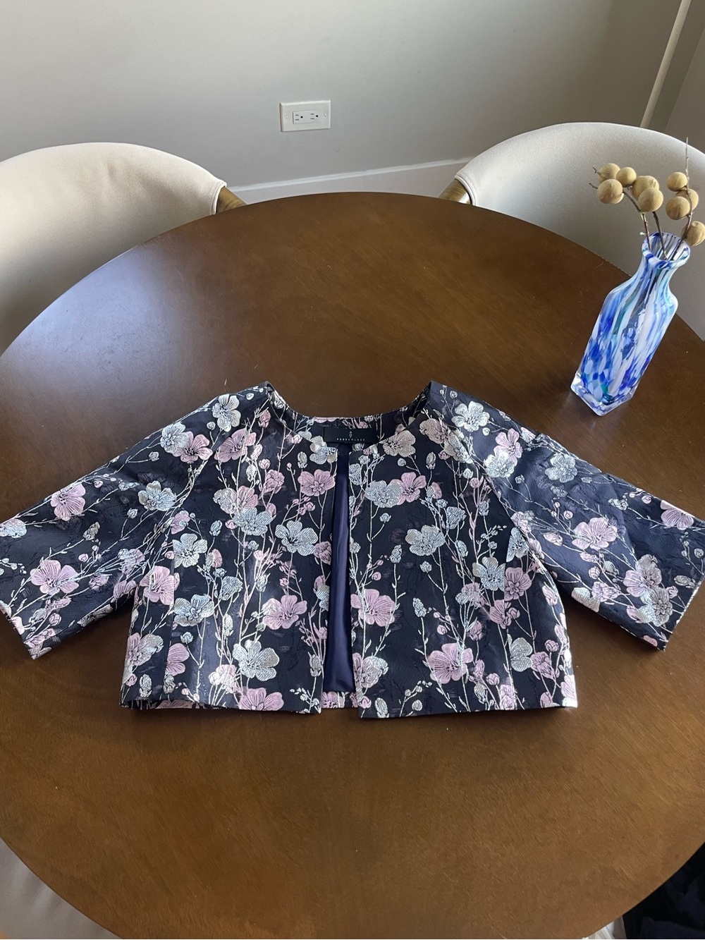Abbey Glass Jacquard Cropped Jacket